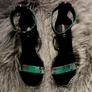 Black and green heels